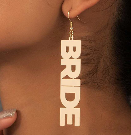 Bride Gold Metal Earrings