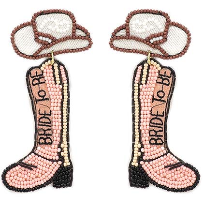 Bride to Be Western Boot Earrings