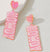 Howdy with Hearts Light Pink Glitter Earrings