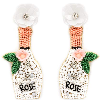 Trend Lab Corp Rose Champagne Bottle Earrings