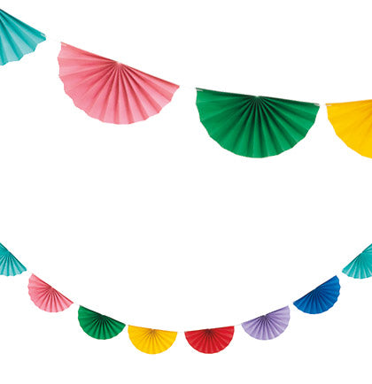 Rainbow Half Moon Paper Fan Garland - 8ft