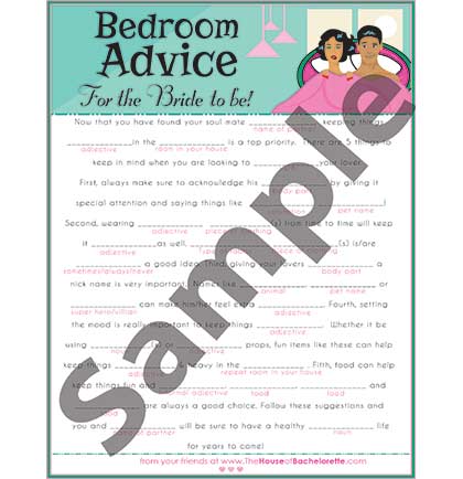Bedroom Advice for the Bride Game | The House of Bachelorette