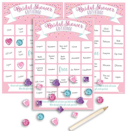 Love to play bingo and looking for an ice breaker to play at a bridal shower? This Bridal Shower Game Kit as all the essentials to play the game. The kit includes sixteen bingo cards with mini pencils and 384 gem markers to mark the card.