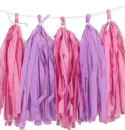 Pink & Purple Tassel Garland 9ft