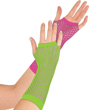 Neon Fishnet Gloves