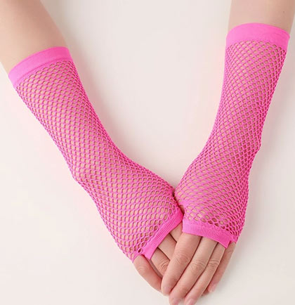 Pink Fishnet Gloves