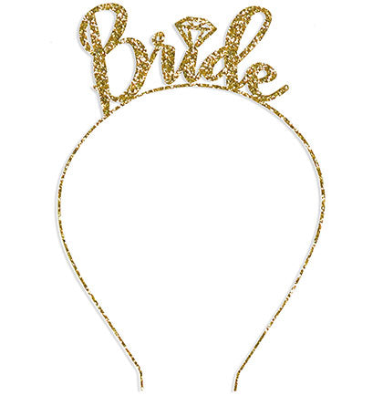 Bride with Diamond Gold Glitter Headband