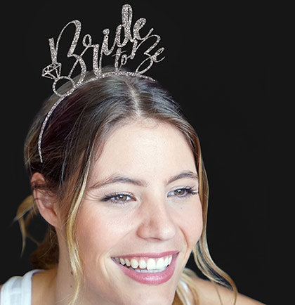 Bride to Be Glam Silver Glitter Headband