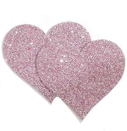 Light Pink Heart Shaped Glitter Pasties & Whip Set
