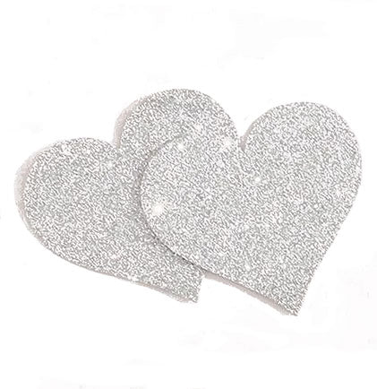 Silver Heart Shaped Glitter Pasties & Cream Whip Set