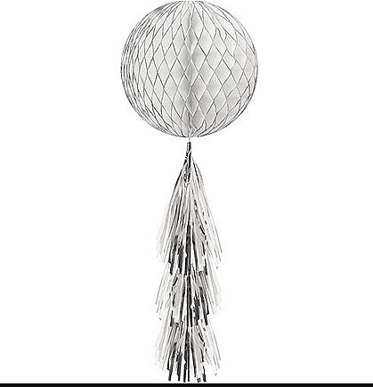 White and Silver Hanging Honeycomb - 28"