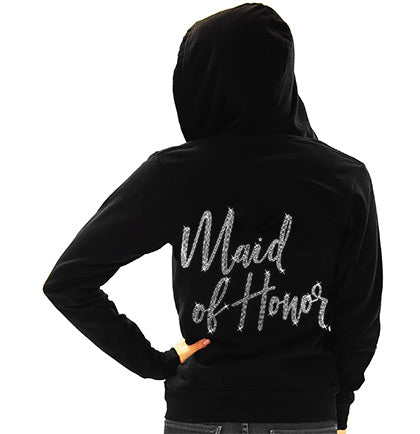 Glam Maid of Honor Rhinestone Lightweight Black Hoodie