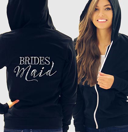 Bridesmaid Modern Fleece Hoodie: Black - XL •