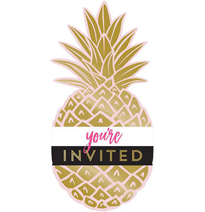 Pink & Gold Pineapple Shaped Invitations