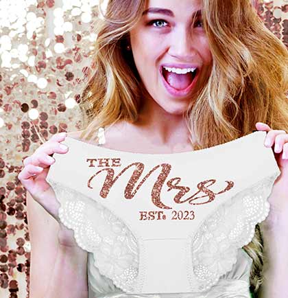 Rose Gold The Mrs. Est. Chic Bikini Lace Trimmed Panty