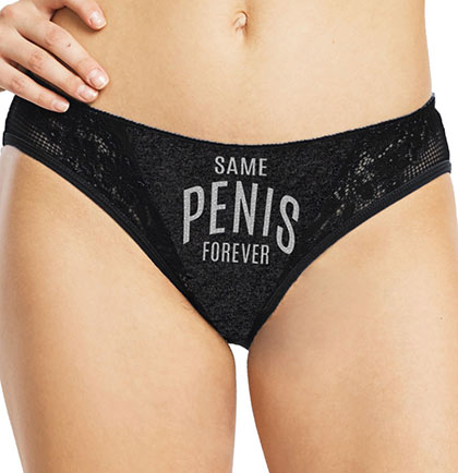 Silver Same Pen*s Forever Lace Inset Thong Panty