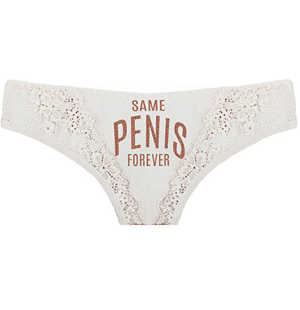 Rose Gold Same Pen*s Forever Lace Inset Thong Panty •