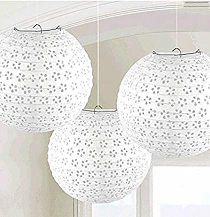 White Eyelet Paper Lanterns Set of 3