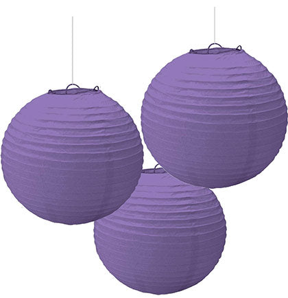 These Set of 3 Purple Lanterns will be fun to add to the decorations of a bachelorette party.  Perfect to use indoors or outdoors. The 9" lanterns are easy to assemble with the included wire frames and comes with string to hang. 