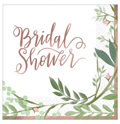 Bridal Shower Leaf Floral Napkins - Set of 16
