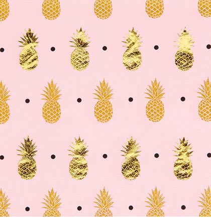 Gold Pineapple Blush Cocktail Napkins