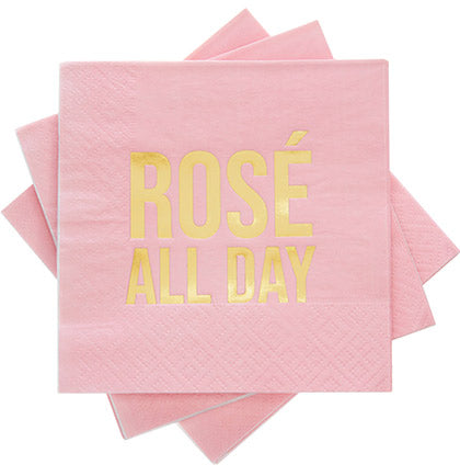 Rosé All Day Gold Metallic Cocktail Napkins