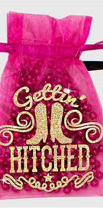 Gettin Hitched Hot Pink Favor Bag - Set of 4