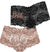 Bride with Diamond & Wifey Black & Taupe Lace Boyshort Panty Set 2pc