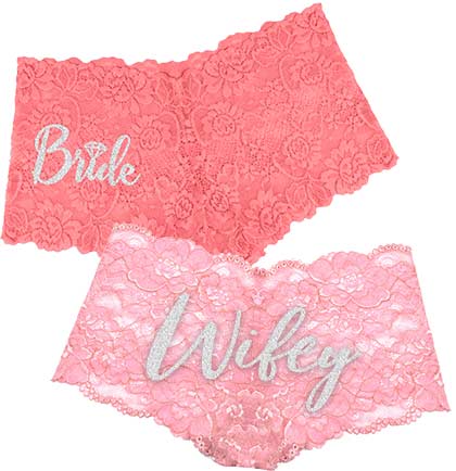 Pink Bridal Panty Set, Lingerie Shower Panties