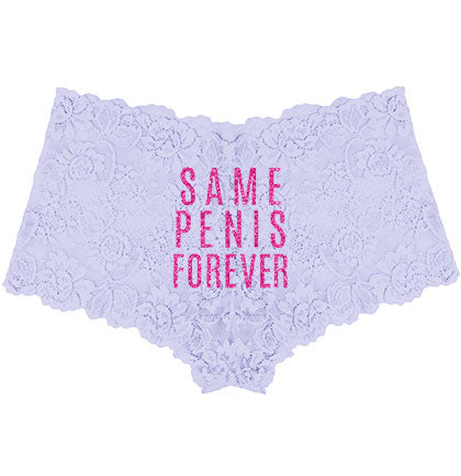 Same Pen*s Forever Hot Pink Light Blue Lace Boyshort Panty