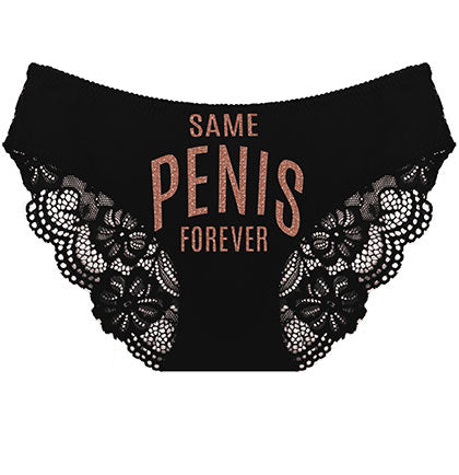 Rose Gold Same Pen*s Forever Black Lace Inset Bikini Panty