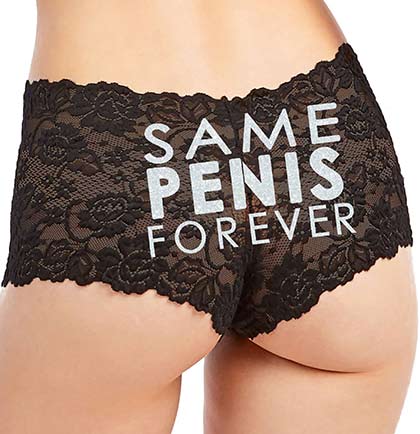 Same Pen*s Forever Bold Silver Lace Boyshort Panty