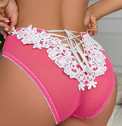 White It's Not Going To Lick Itself Hot Pink with White Lace Panty