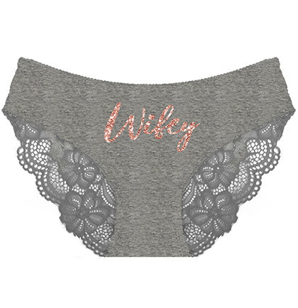 Rose Gold Wifey Bikini Lace Inset Bikini Panty •