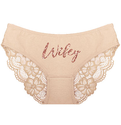 Rose Gold Wifey Bikini Lace Inset Bikini Panty •