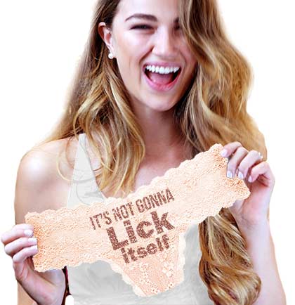 Rose Gold It&#39;s Not Gonna Lick Itself Lace Stretch Thong Panty
