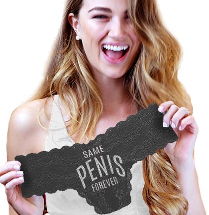 Silver Same Pen*s Forever Black Lace Stretch Thong