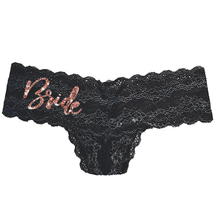 Rose Gold Glam Bride Lace Stretch Thong