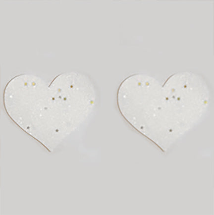 White Heart Shaped Glitter Pasties