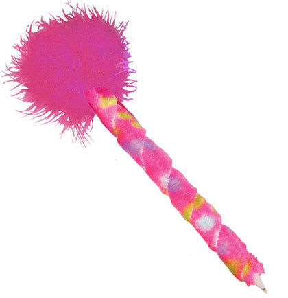 Hot Pink Multi-Colored Feather Pen
