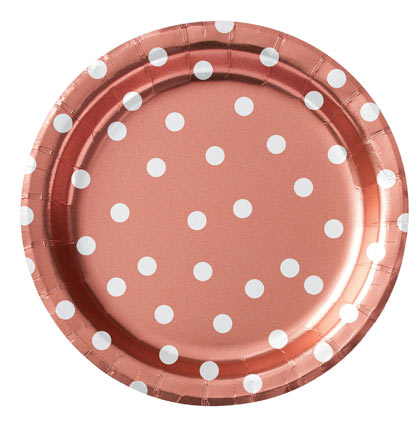 Rose Gold & White Polka Dot Dessert Plates
