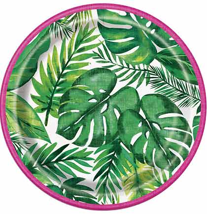 Leaf Pink Rimmed Dessert Plate
