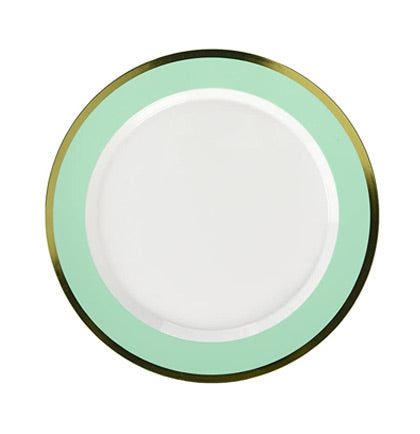 Mint Green &amp; Gold Dessert Melamine Plates