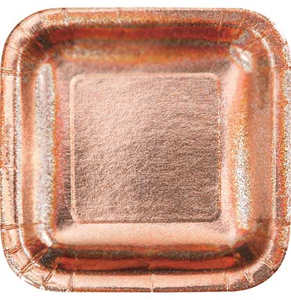 Rose Gold Square Plates - Set of 16