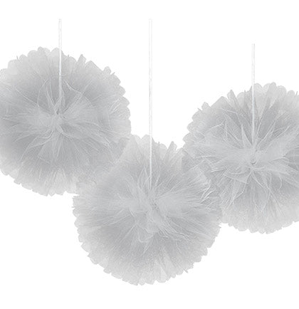 White Tulle Poufs - Set of 3