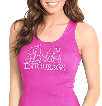 Flirty Bride&#39;s Entourage Rhinestone Racerback Tank Top: Magenta •