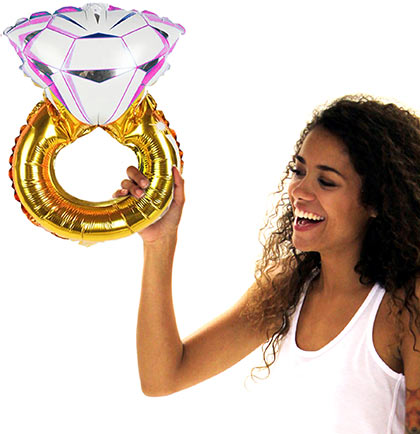 14" Pink & Gold Band Wedding Ring Shaped Mylar Balloon - Set of 2