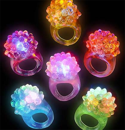 Multi-Colored Bumpy Light Up Ring - Set of 6