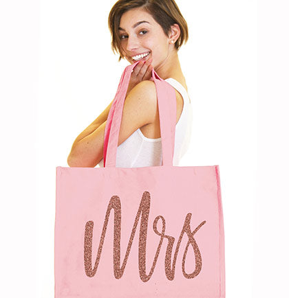 Mrs. Glam Rose Gold Large Canvas Blush Tote