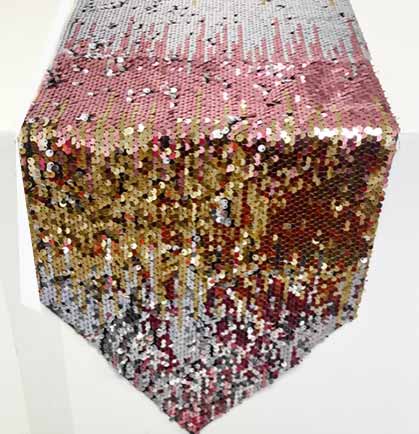 Rose Gold, Silver &amp; Gold Sequin Table Runner